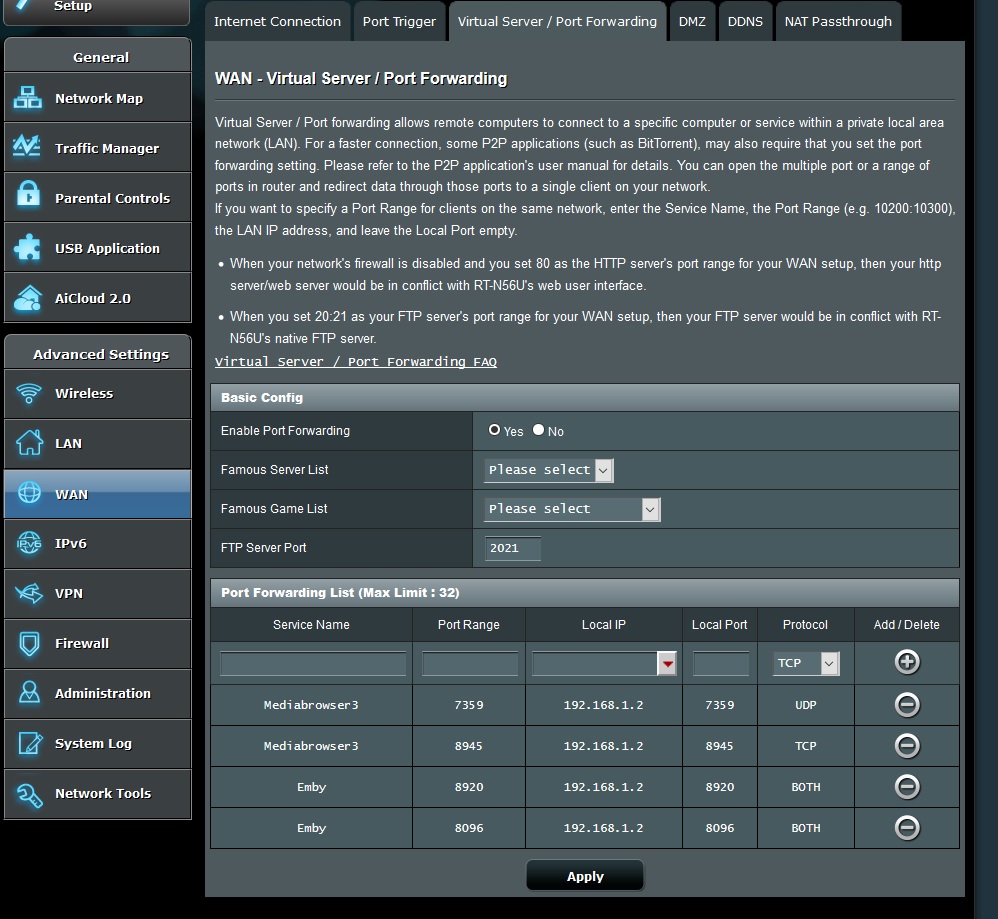 Question about my Virgin Media Modem General/Windows Emby Community