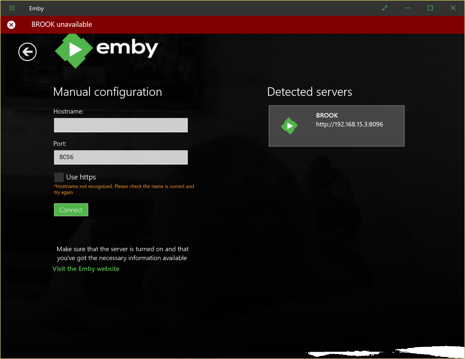 emby server keeps shutting down