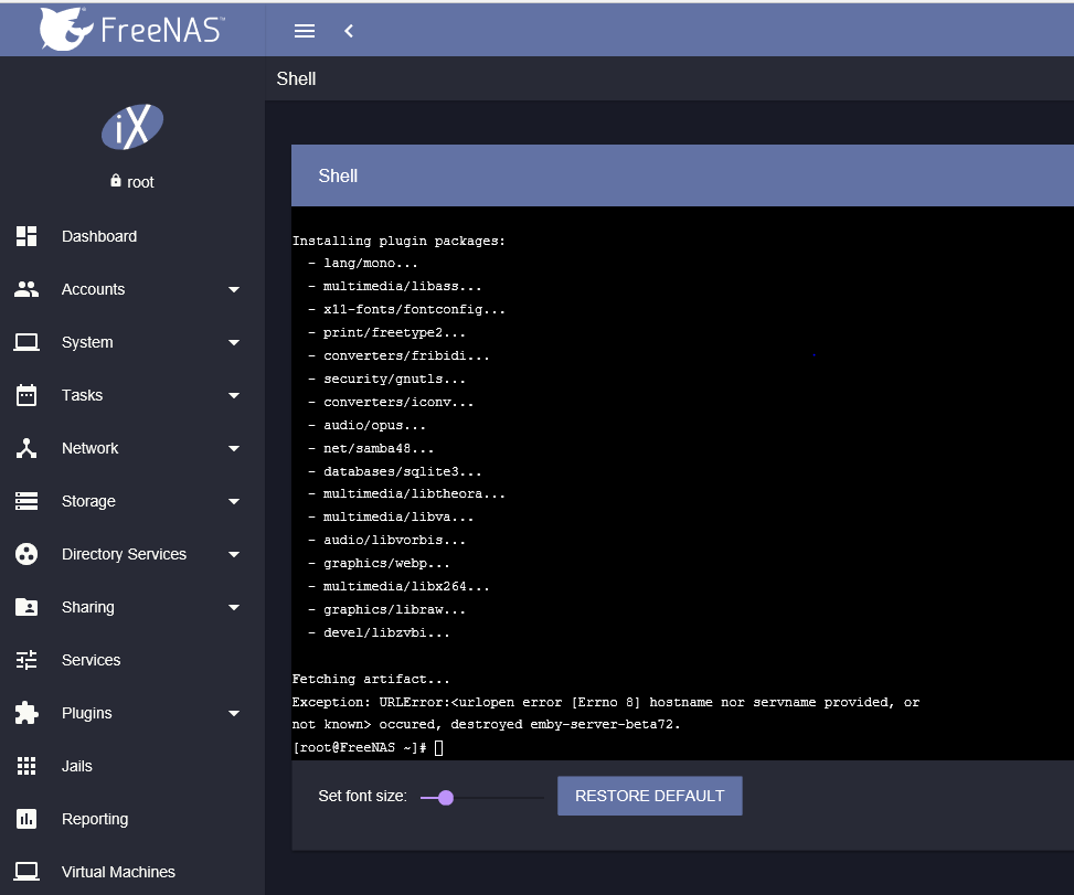 Error During Installation Of Emby Plugin On Freenas General Windows Emby Community