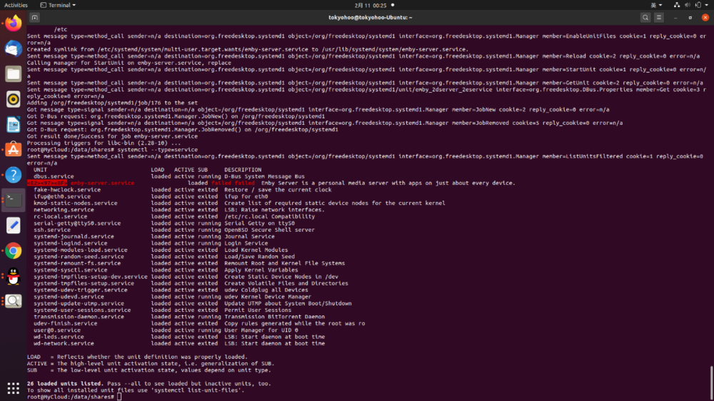EMBYSERVER SERVICE ACCIDENTLY LOST AND SHOWING INACTIVE AND FAILED