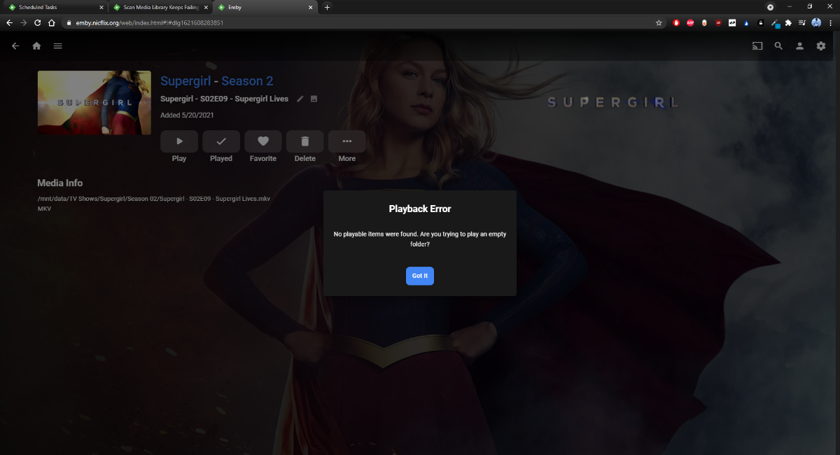 Scan Media Library Keeps Failing Linux Emby Community