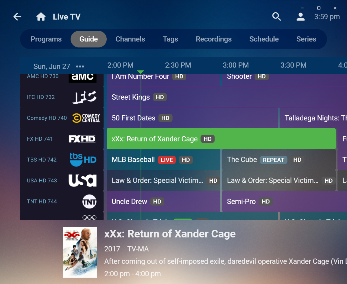 Emby Theatre TV Guide stuck at timeframe of when show was started ...