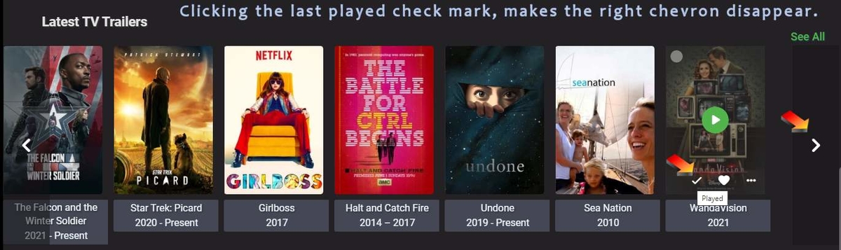 Clicking the last played checkmark causes the chevron to disappear.jpg