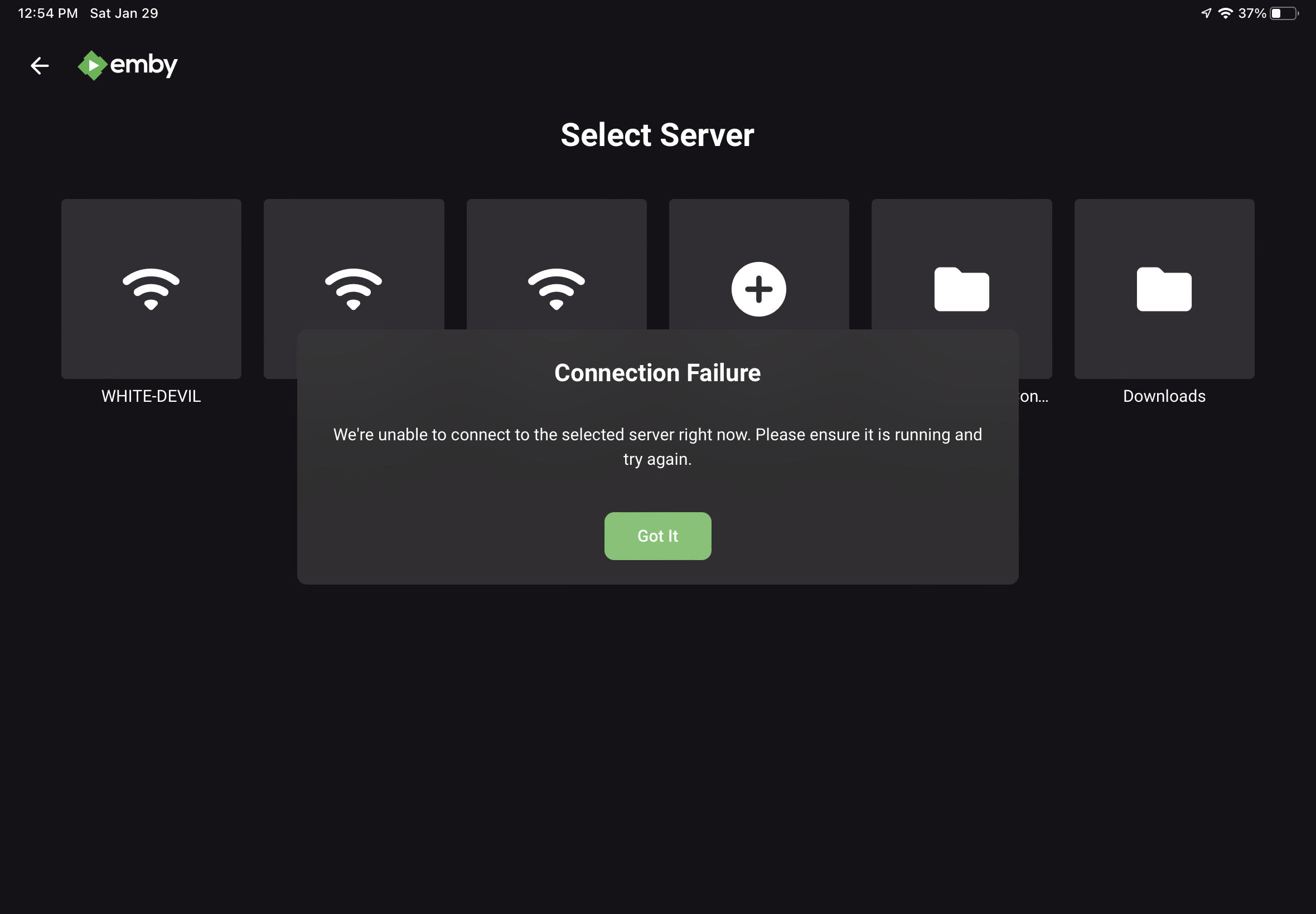 Connection Failure for Server (Virtual Desktop) General/Windows