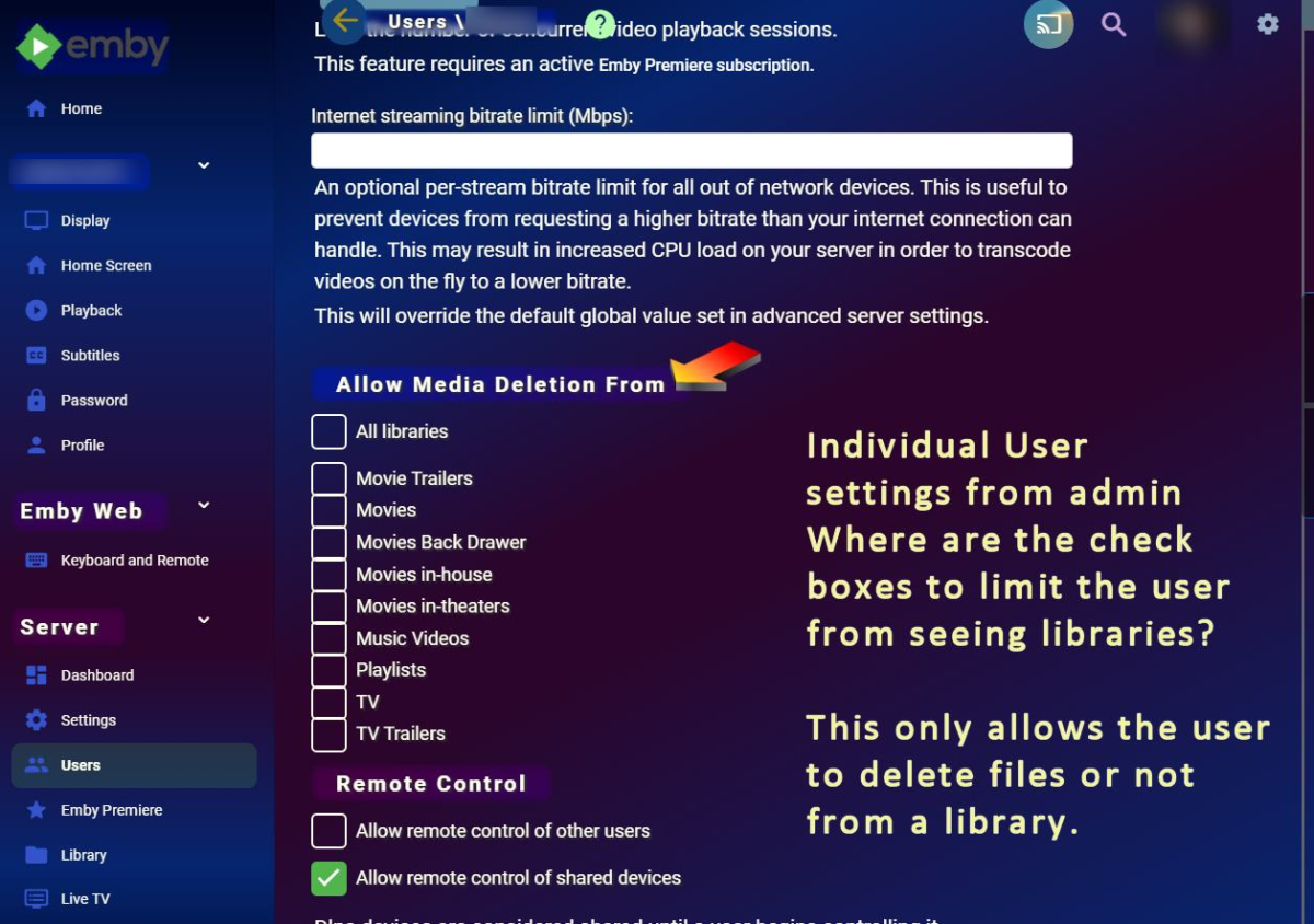 User settings do not allow add remove from library access.jpg