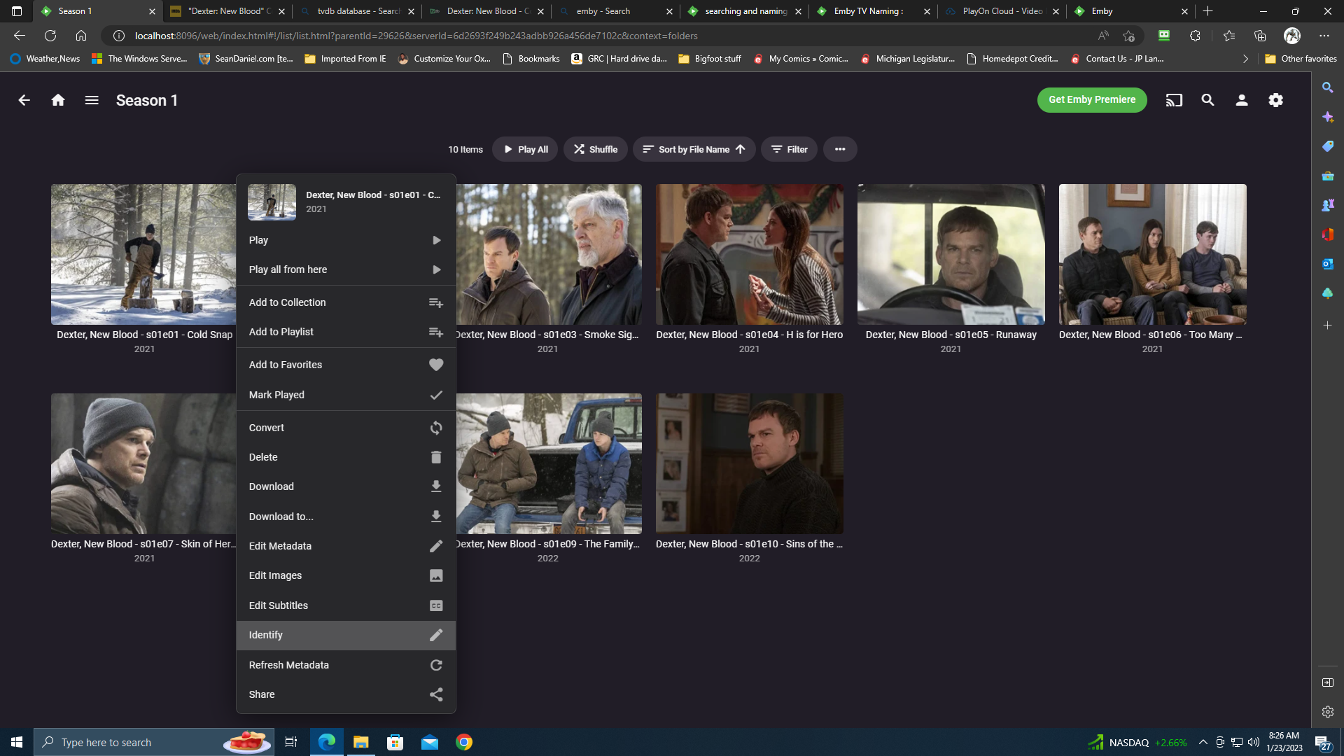 TvShows - All Seasons of show use Season 1 Metadata - General/Windows -  Emby Community