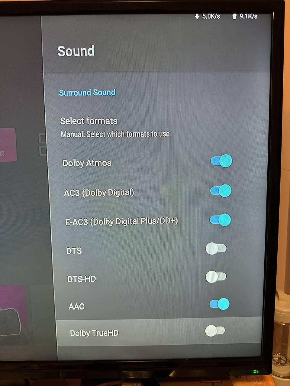 Does ETA lack option to downmix audio to AAC like Android TV? Android
