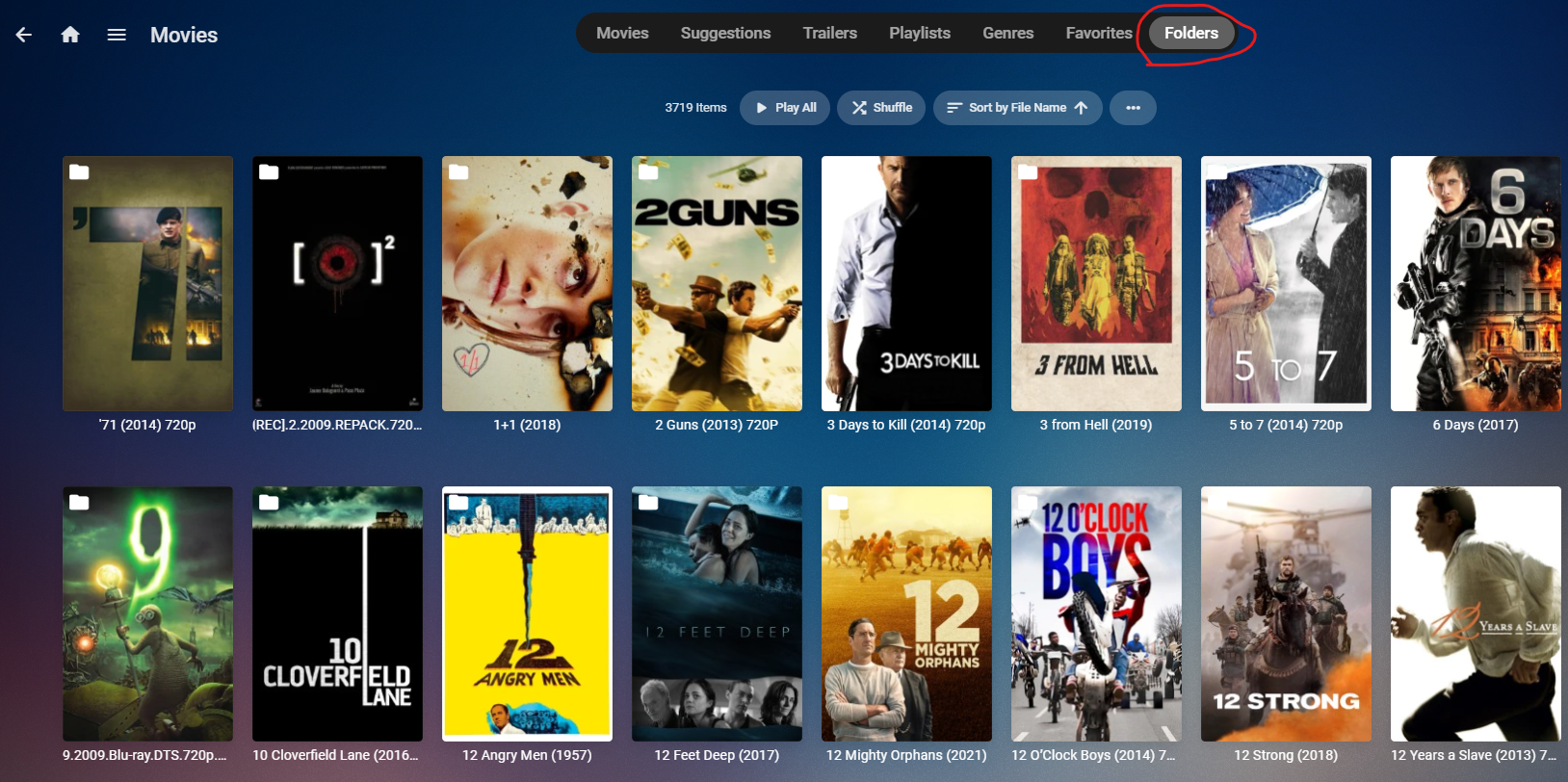 Movie library has the movie folders added as library items as well ...