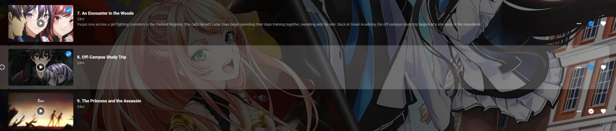 Episodes displayed with no description