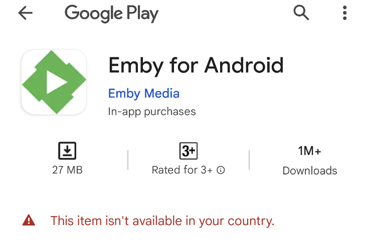 App not available in Georgia (country) - Android - Emby Community