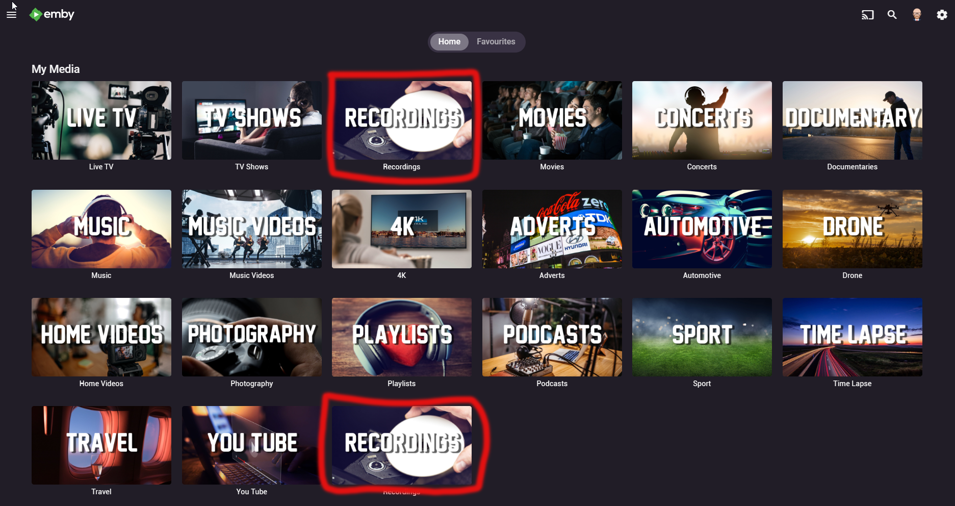 remove-extra-recordings-library-tile-synology-emby-community