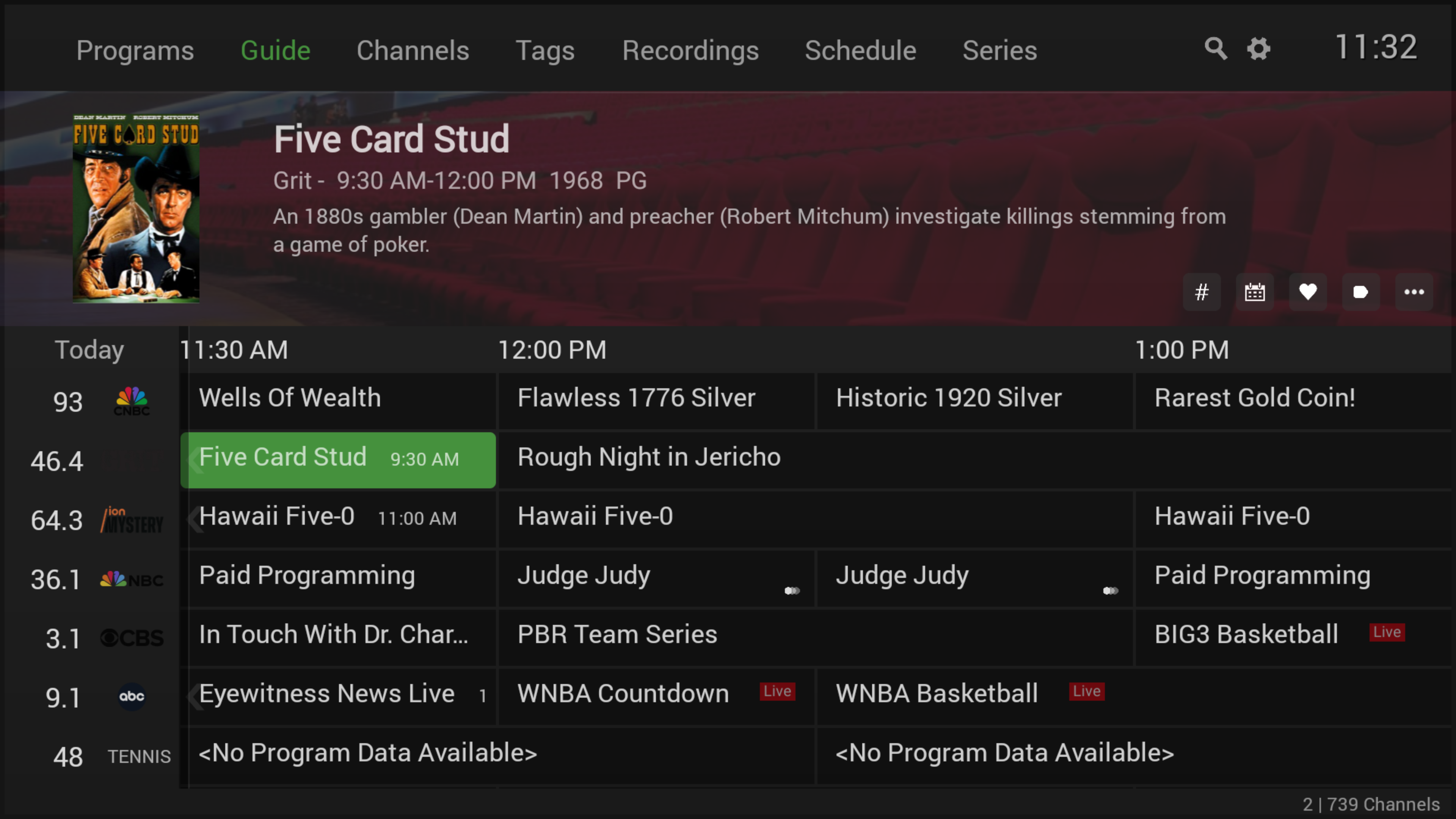 Live TV channel guide in Emby for Fire TV
