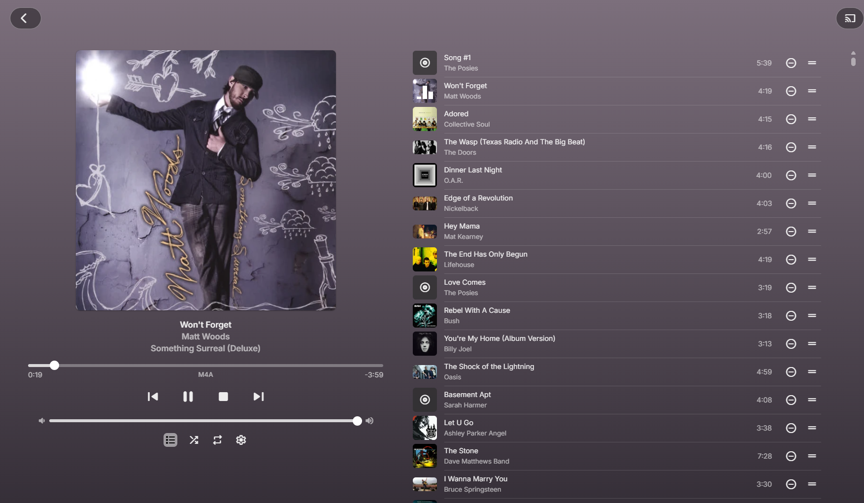 Music playing in Emby on a tablet