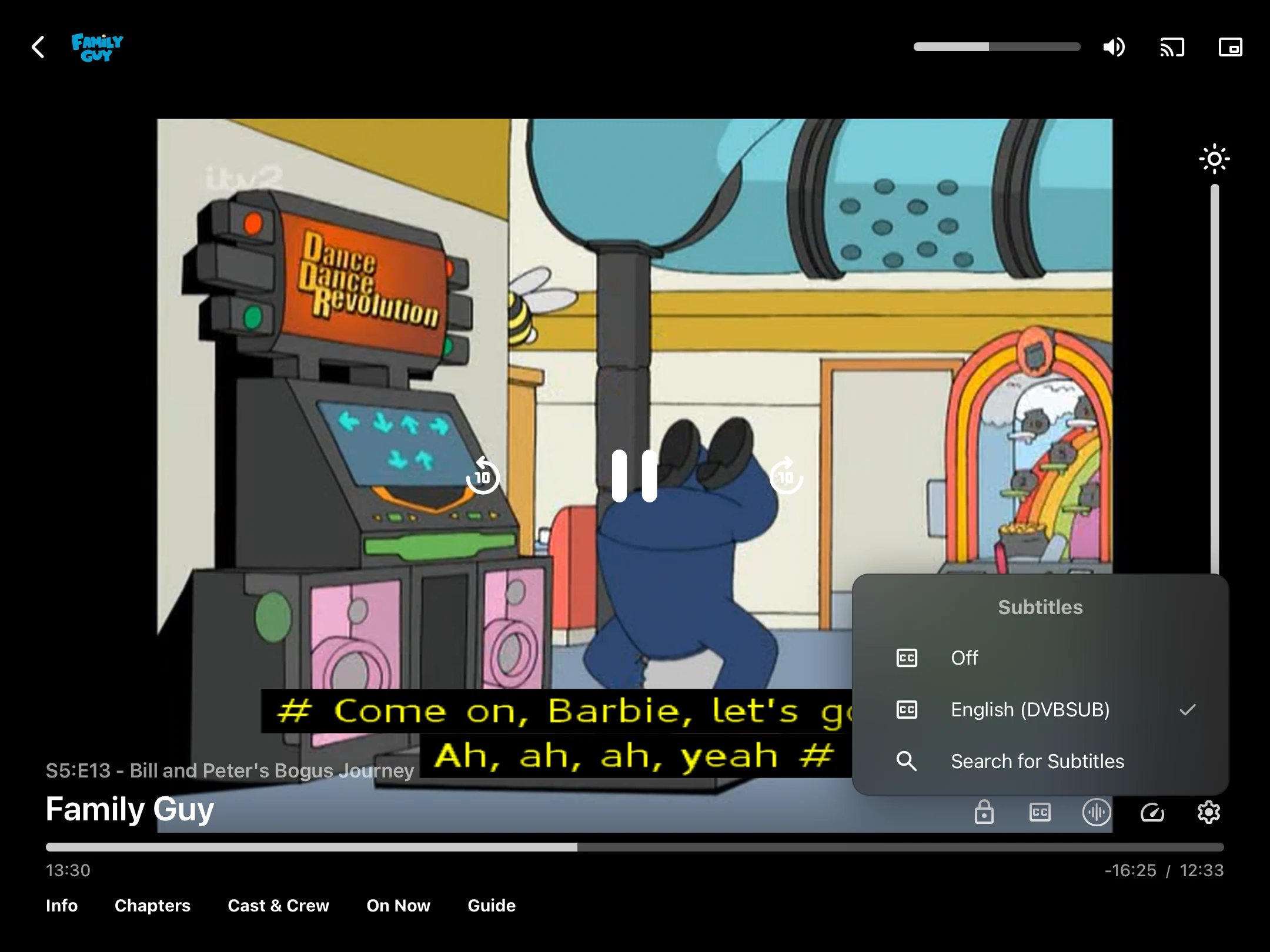 Emby video playback and subtitle controls on iPad