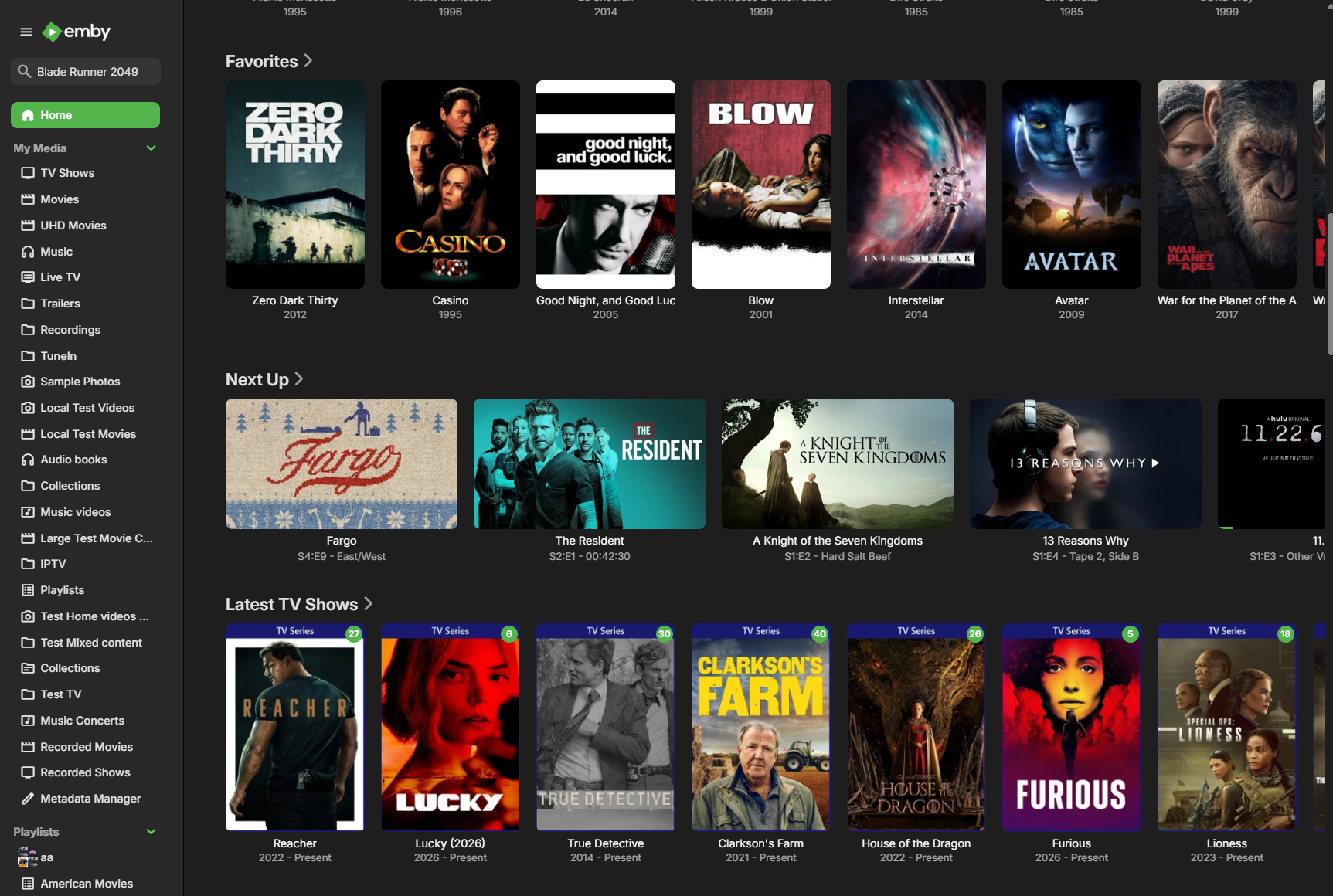 Browsing personal media on the Emby Web App