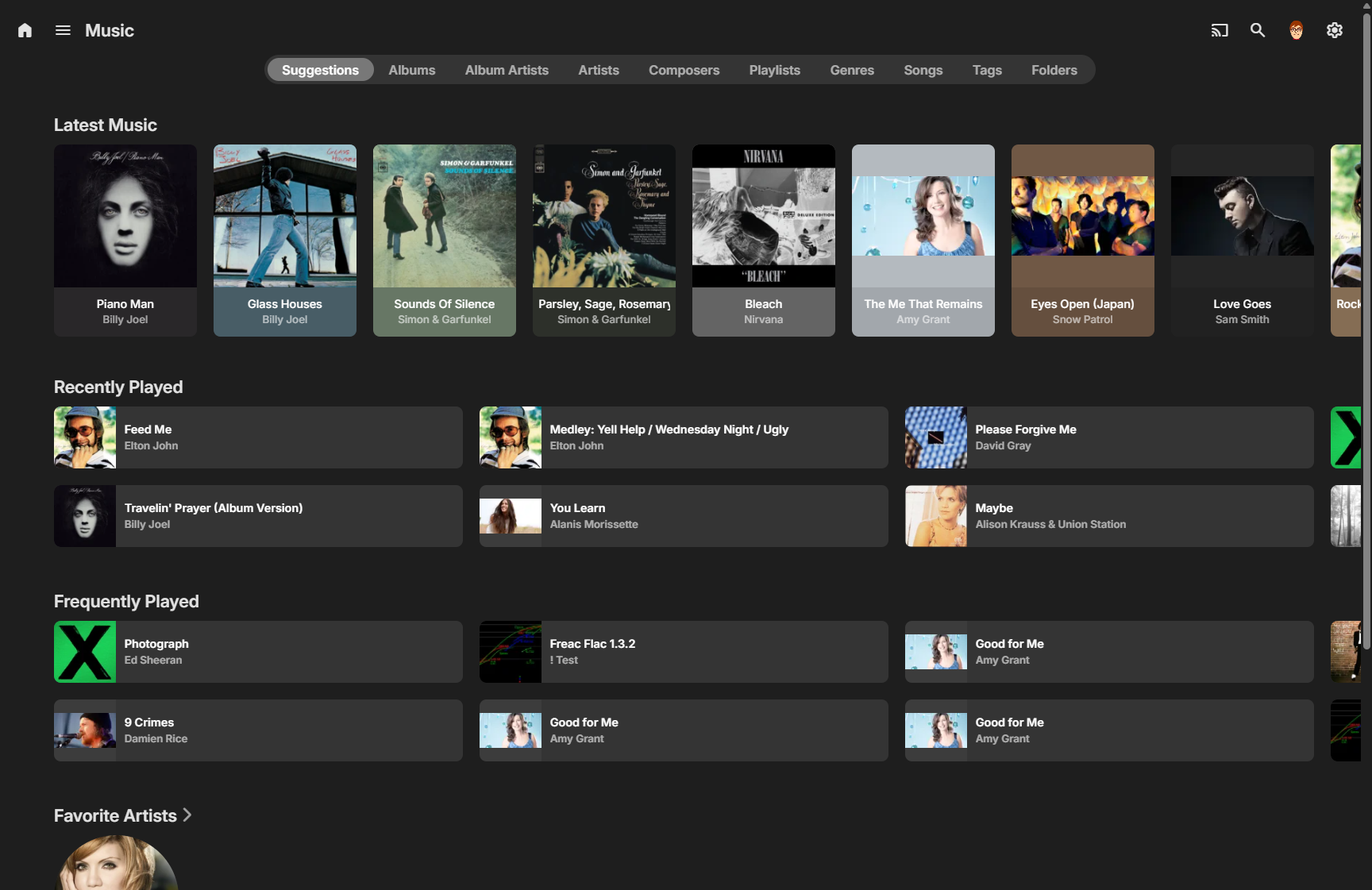 Browsing music in the Emby Web App
